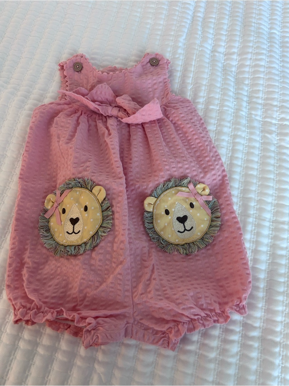 Good Lad Pink Lion Applique Bubble Romper. Size 24M